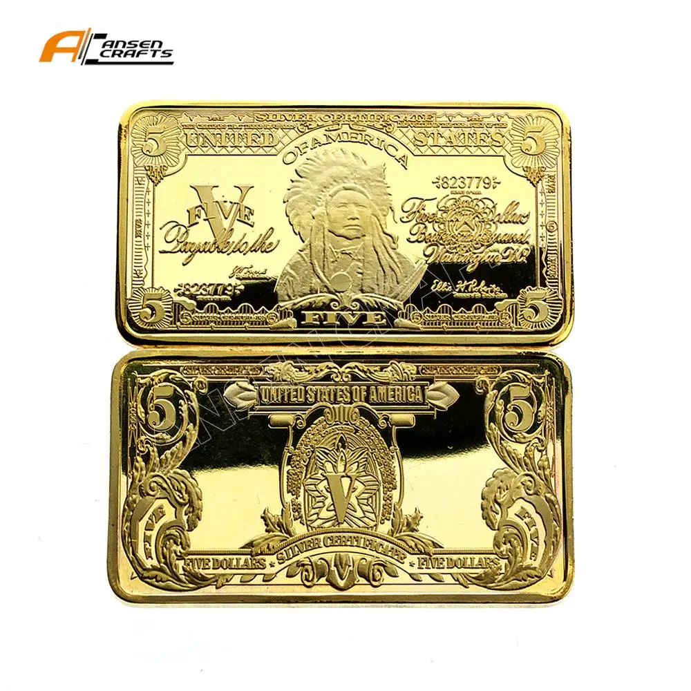 
US 100 999 Bank Gold Bullion Bar 24K Gold Plated for Collection 