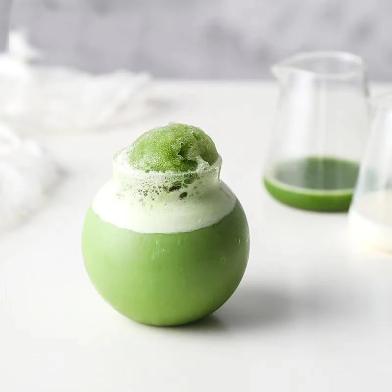 Juice Milk Tea and Milkshake Wooden Frame Creative Ball Shape Cocktail Glass