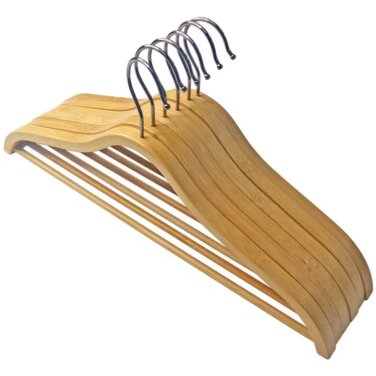 Towel Coat Wooden Frame Hanger, Wide Non Slip Slim Bamboo Hangers For Clothes