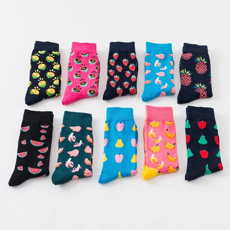 Wholesale custom logo compressed stockings comfortable cotton soft dress fruit sport socks