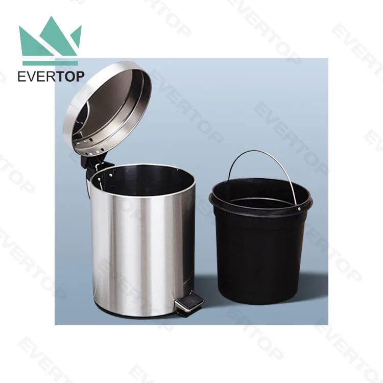 PD-S01  8L 12L 20L 30L Stainless Steel Soft Close Foot Pedal Dustbin Step Dust Bin Round Trash Bin Pedal Bin 12L China Trash Can