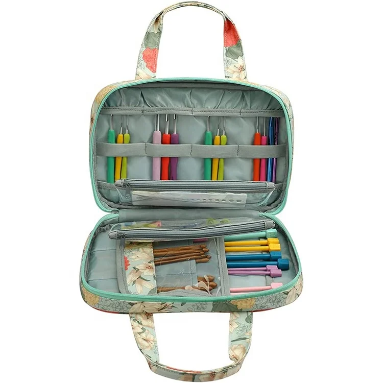 Crochet Hooks Bag Portable Travel Storage Cases Organizer Empty Zipper Bags Knitting Needles Case