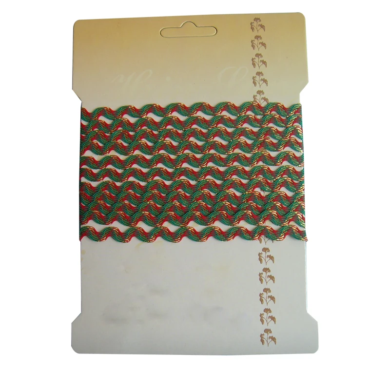 custom 10 mm 12 mm  polyester braided zigzag wave Lace Trim metallic  Ric Rac ribbon trim for decor