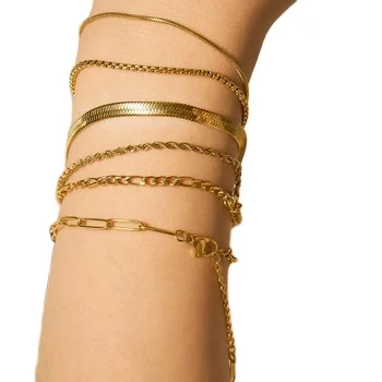 coated Snake Chain thin about twisted link chain Multilayer Luxury Crystal Tennis bracelet Chains for Women Girls New Charm Punk