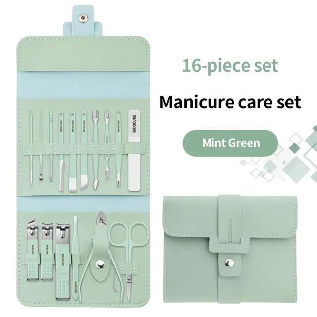 High Quality Nails Supplies Salon Mint Green Dead Skin Clippers Manicure Pedicure Set Professional