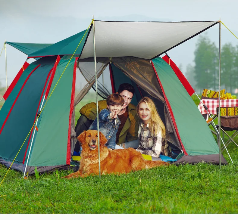 
Glamping automatic outdoor tent easy to open waterproof 6 person party tent skylight fishing tent 