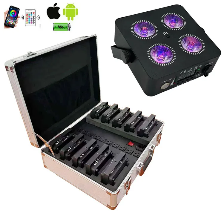 Wholesale 10pcs X 1Case  4X18W Cob Dj Battery Par Light led With Dmx Wifi Wireless Remote Stage Uplight