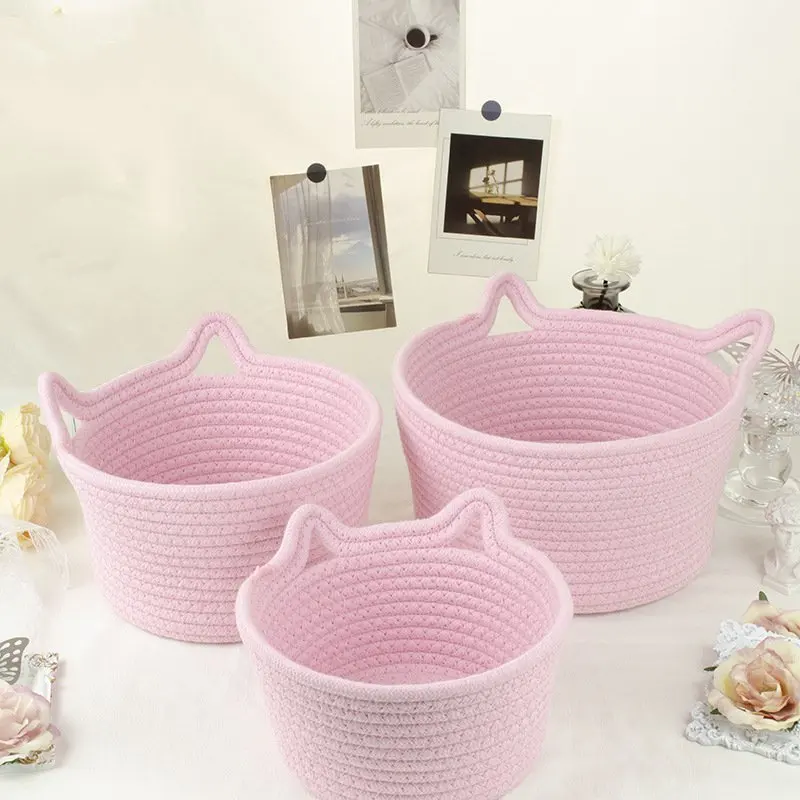 Foldable Moses Custom Baby Toys Storage Basket Cotton Rope Baby Changing Basket Cotton Rope Diaper Changing Basket