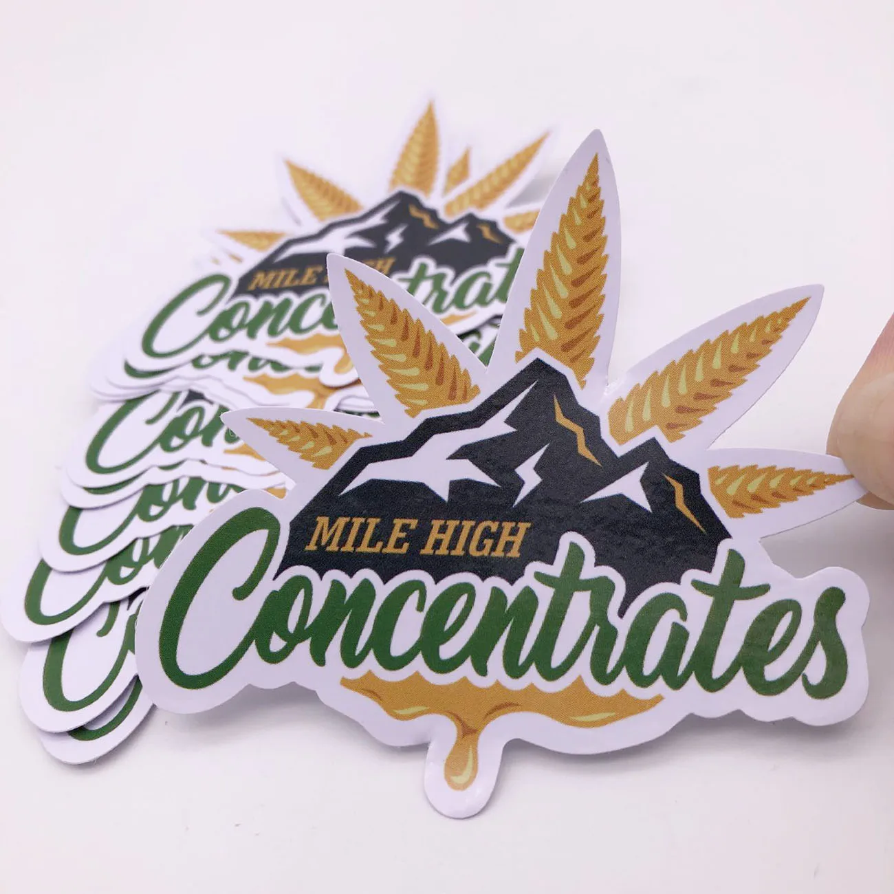 Custom waterproof Vinyl stickers Customized company logo leaf design printing Die cut stickers for promotional