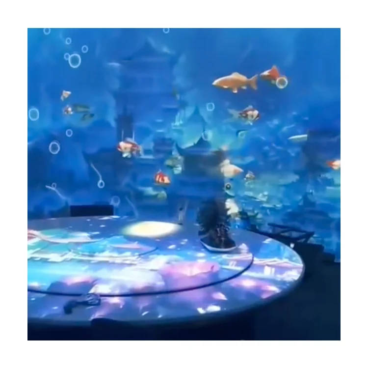 Holographic immersive projection system before and after installation Holographic immersive restaurant