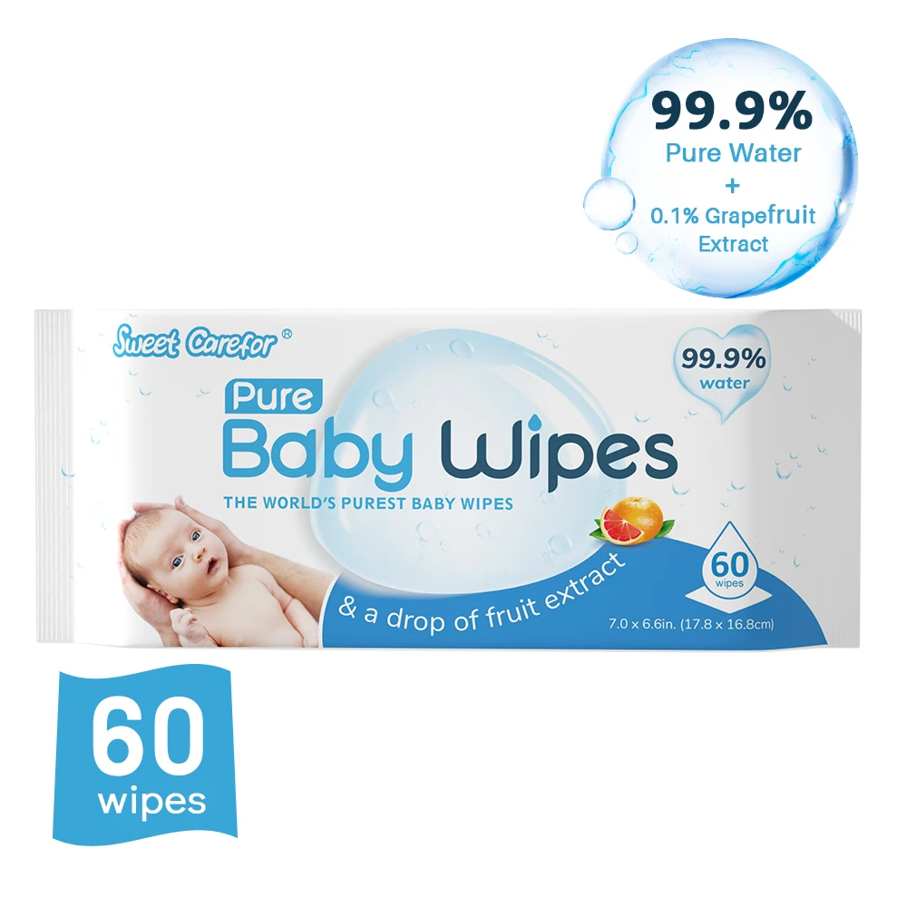 99.9% Pure Water Baby Wet Wipes Plastic Free Plant-Based Without Chemical Purest Baby Wipes Formula In the World