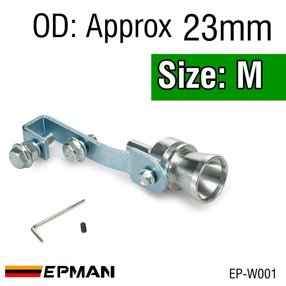 EPMAN Universal Car Turbo Sound Whistle Muffler Exhaust Pipe Blow Off Vale BOV Simulator Whistler Size S/M/L/XL