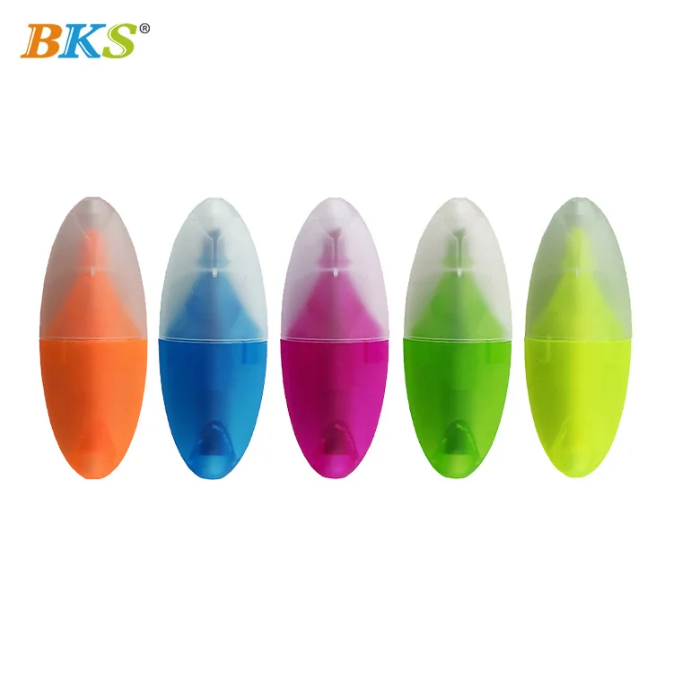BKS New Style Promotional 6 Colors Egg Shape Mini Highlighter Multi Color Marker Pen for Kids