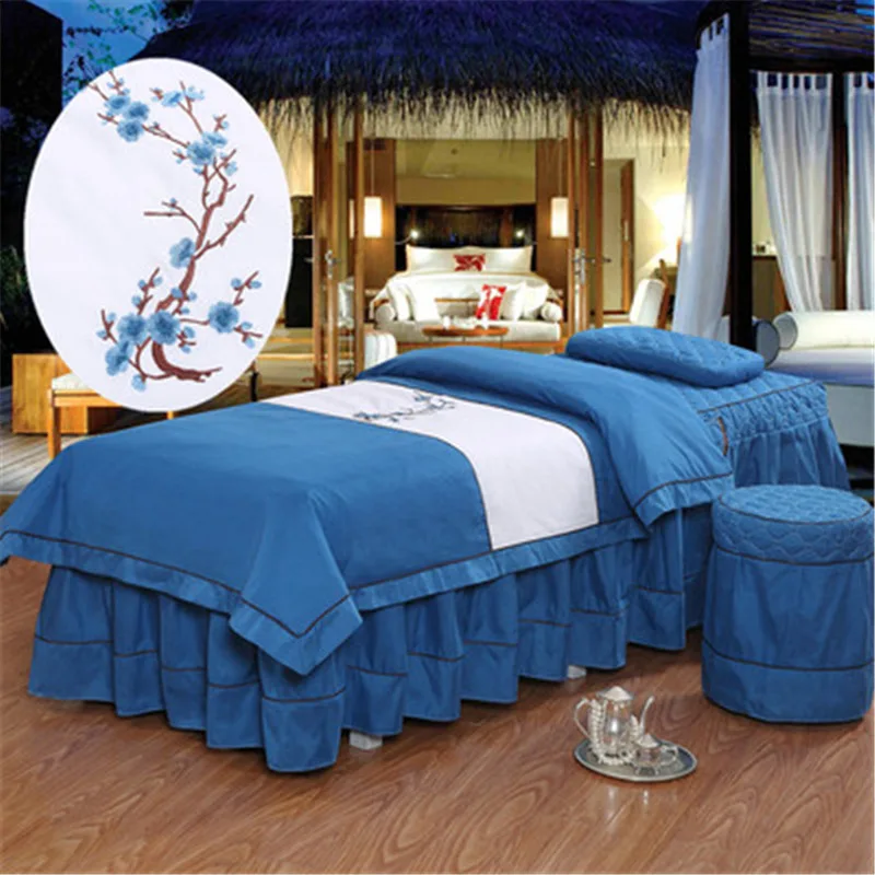 Modern beauty bed skirt bedspread flat fitted sheet salon spa massage table sheet set