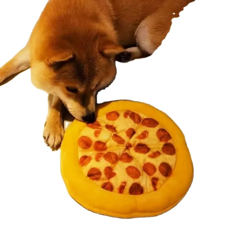 Unisex Pet Dog Plush Toys Pizza Fruit Stuffed Animals with Noisy Squeaker Cotton Material Crinkled Paper PT3 for Chews Play