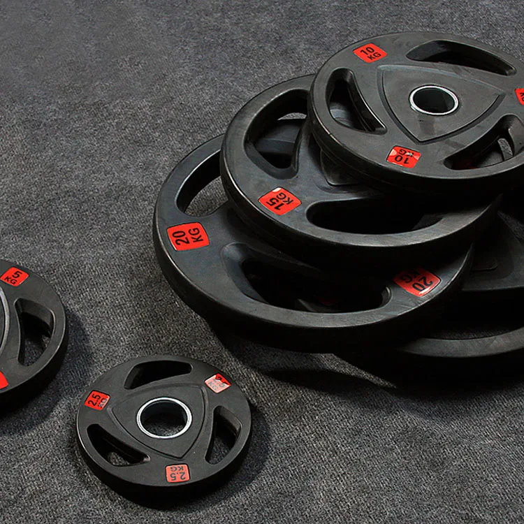 Custom logo high strength barbell plate home rubber cast iron gym 45lb weight plates wholesale