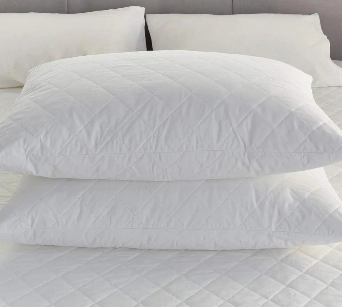 Оптовая продажа, простой Дышащий моющийся экологически чистый бамбуковый Стеганный водонепроницаемый чехол для подушки