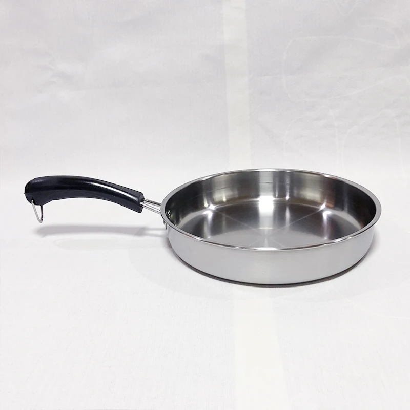 Factory direct 410 stainless steel frying pan cheap wok pan for kitchen cooking