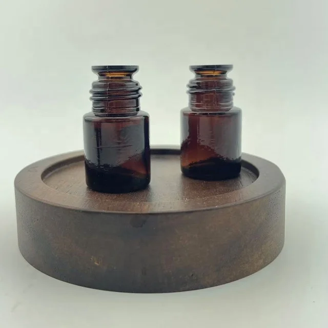 Linlang Shanghai 5ML Amber Brown Pour-Out No Drip Bell Mouth Round Glass Bottle with Phenolic Resin Cap