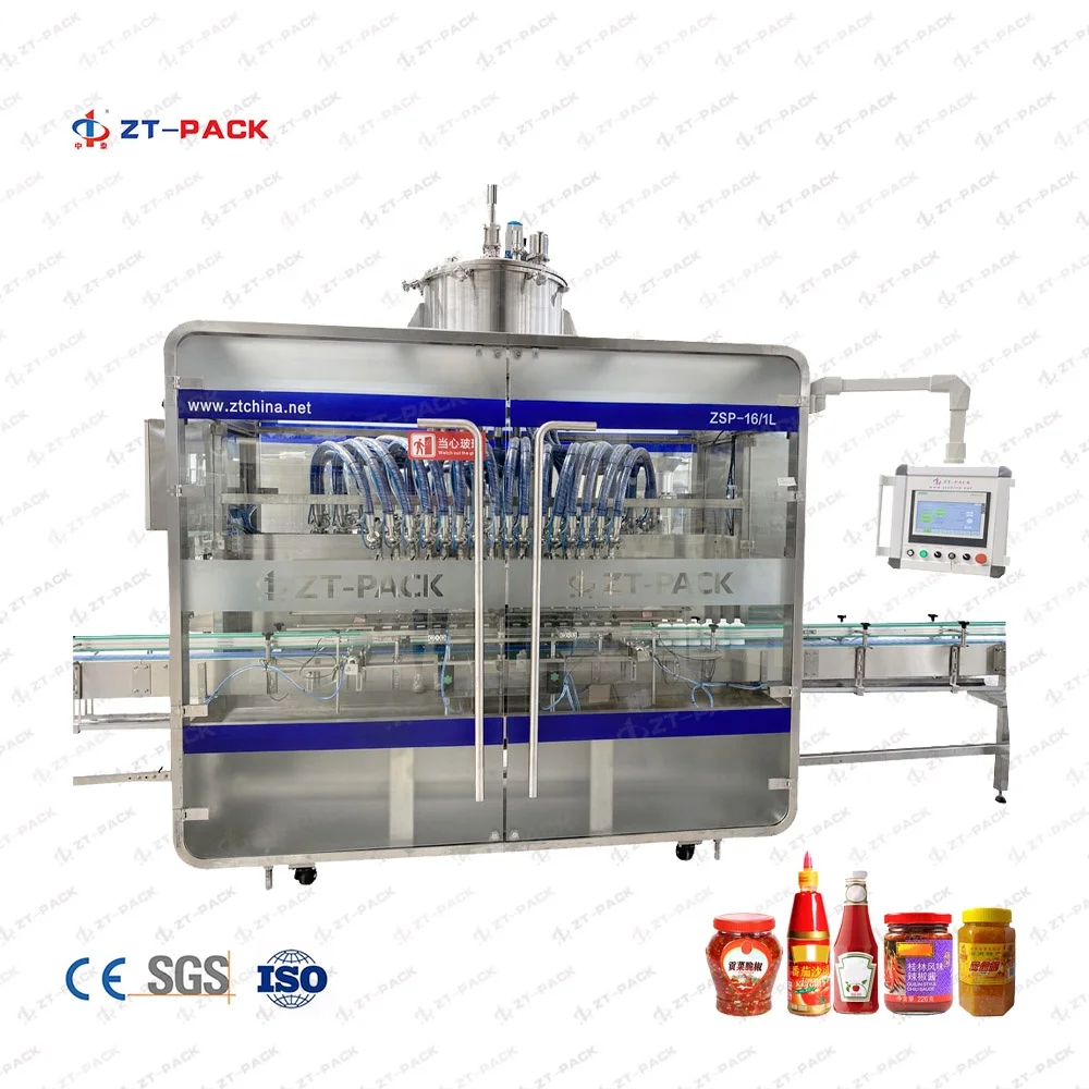 Automatic 6 Head or 8 Head Jar Cooking Piston Pump 100ml 250ml Honey/Sauce/Paste Filling Machine Production Line