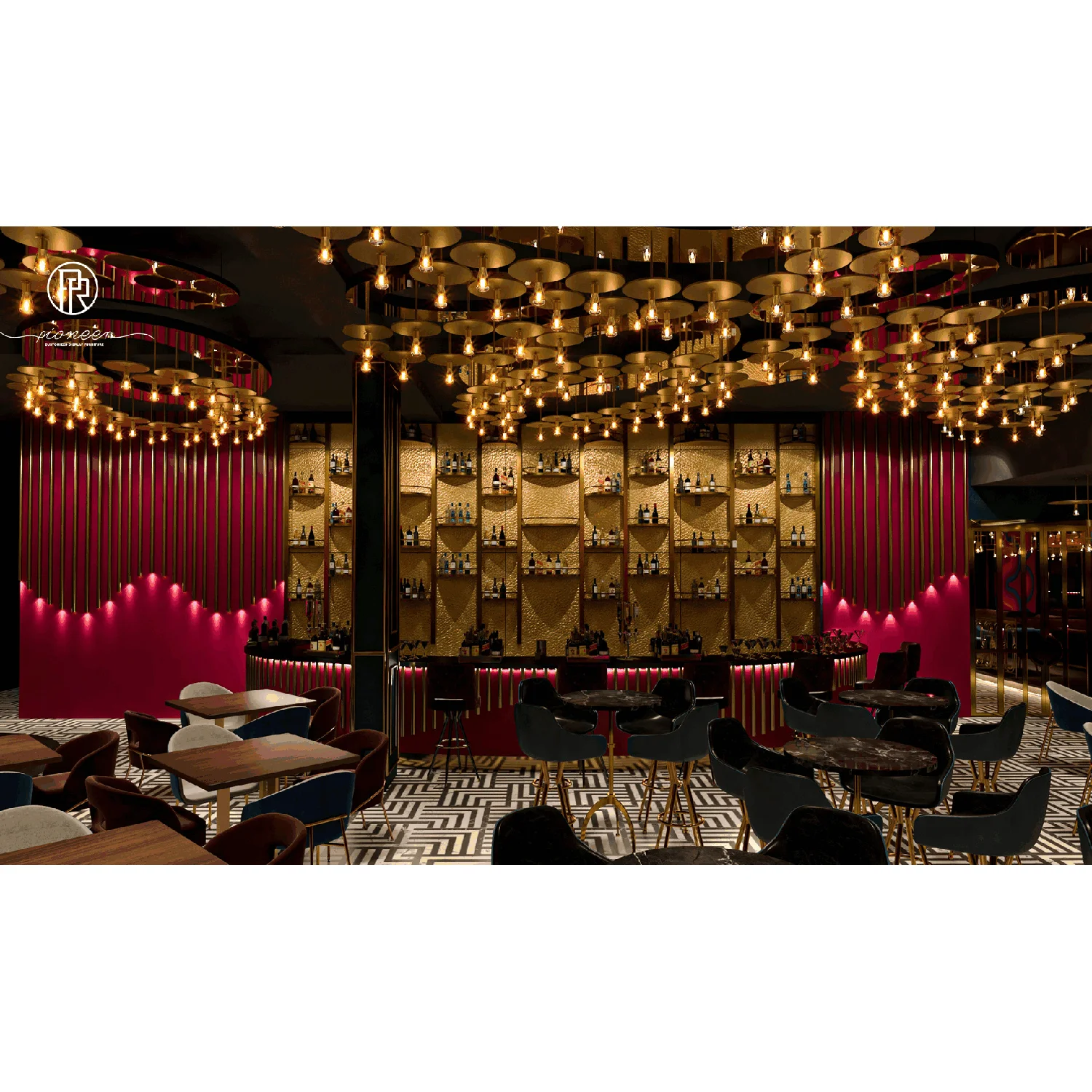 Classical Pub Bar Counter Western Whisky Bar Interior Design Hotel Restaurant Furniture