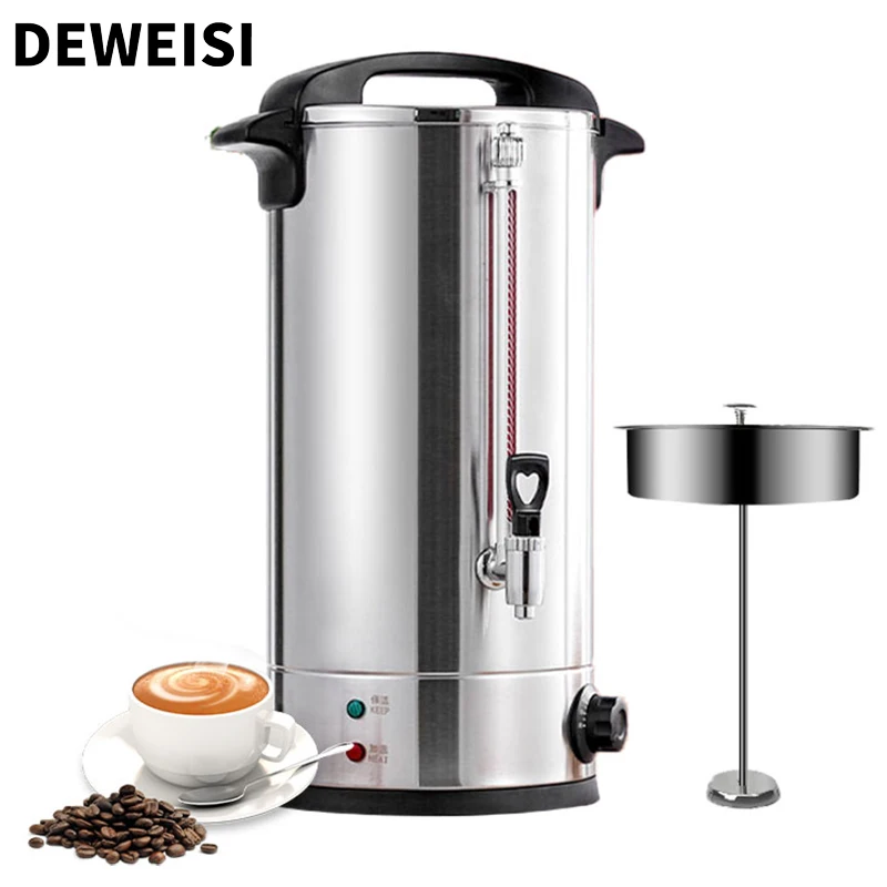 8L 16L double wall 304 sus electric coffee urn electric water boiling barrel espresso boiler with removable infuser for cafe