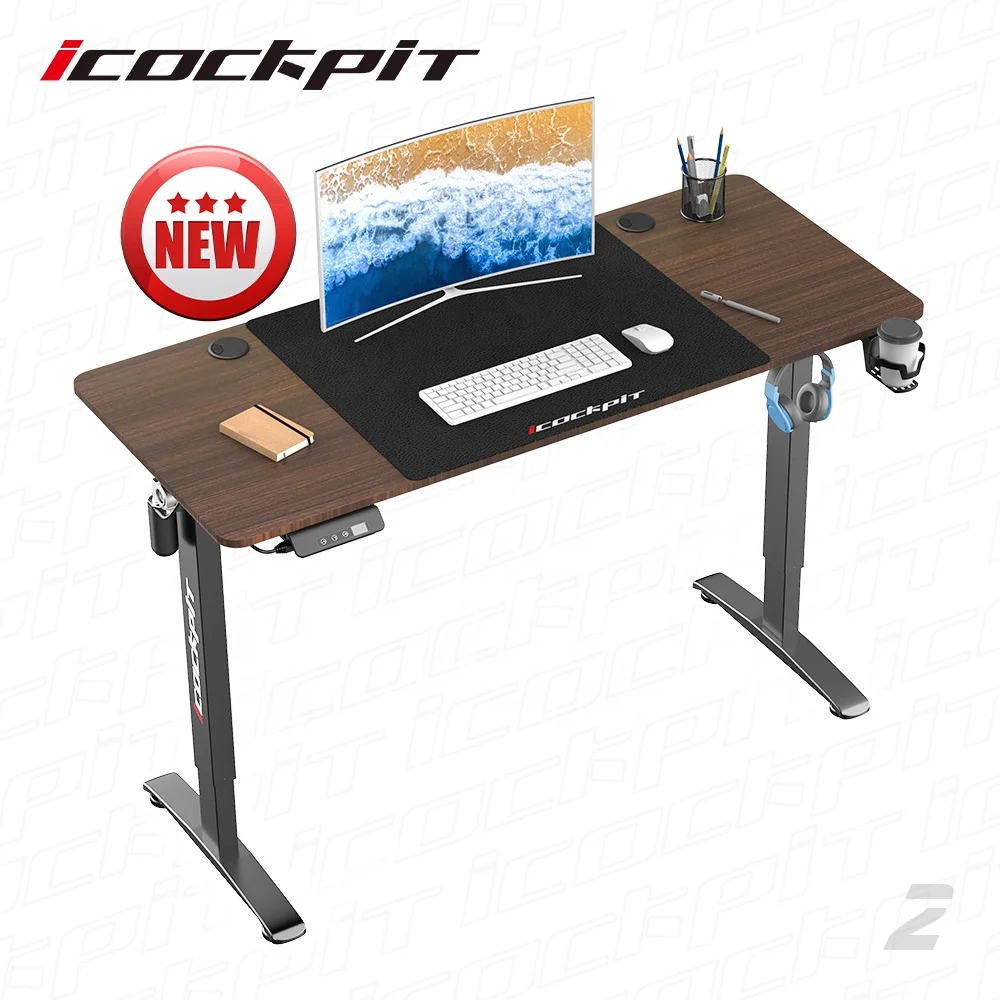 
icockpit Manufacturer Wholesale Sit And Stand Desk Single Motor Electric Height Adjustable Standing Desk Home Office Desk 