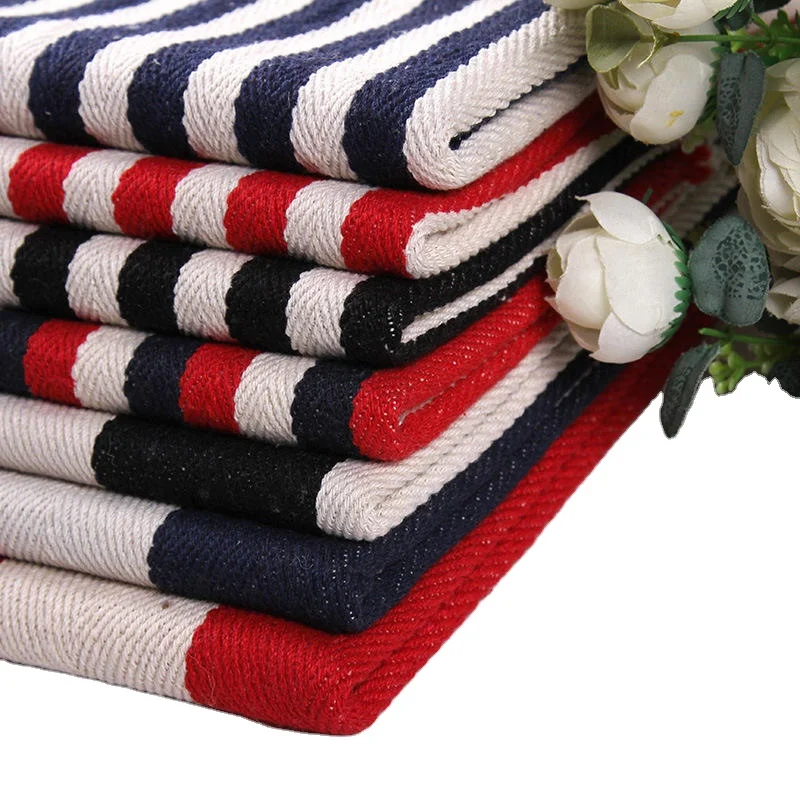 Yarn Dyed Stripe Knitted Jacquard Weave Jute Canvas Fabric Cotton Combed Dyed Cotton Fabric For Shoes And Bag Jacquard Canvas