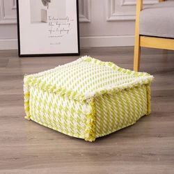 Hot selling farmhouse wholesale machine woven thick fabric living room sofa decor foot stool pouf for kids ottoman fatti a mano