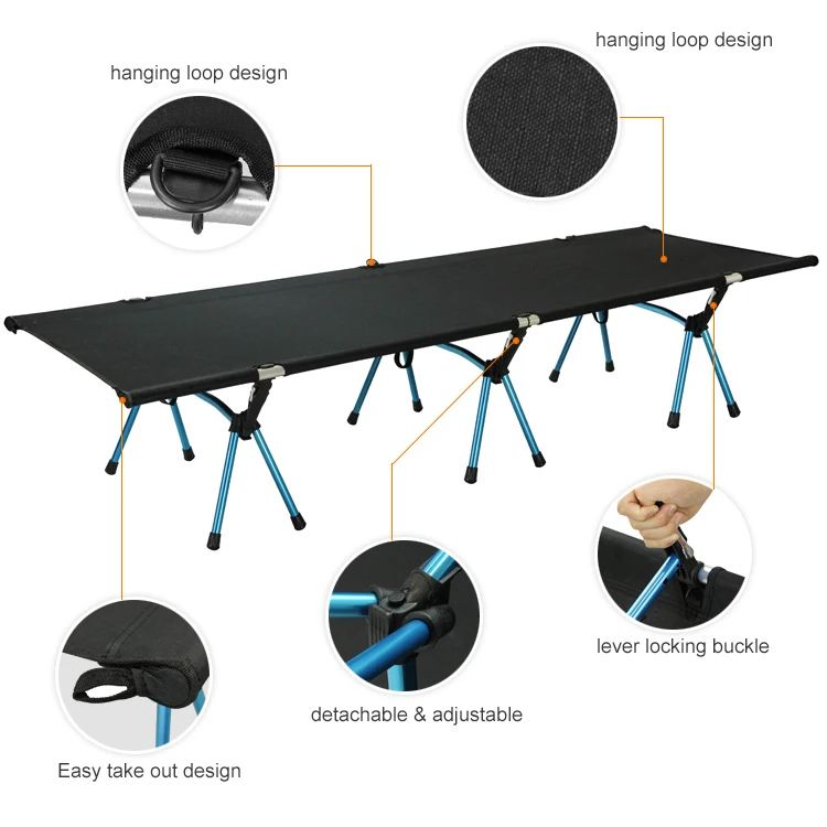 Outdoor Equipment Portable 7075 Aluminum Alloy Ultralight Adjustable Height Folding Bed Camping Cot
