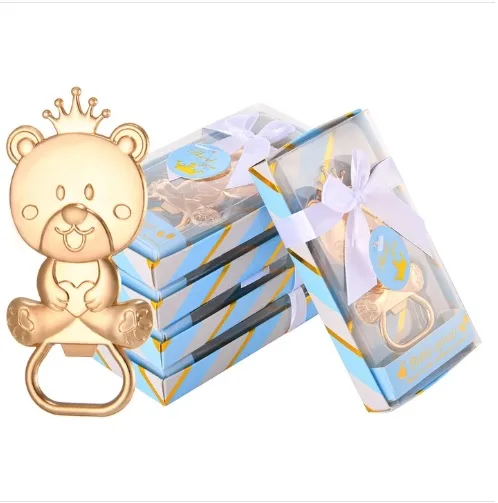 Baby Shower Favors Bear Shaped Baby Shower Bottle Opener Metal Beer Bottle Opener Packing Box For Guest metal W24-879