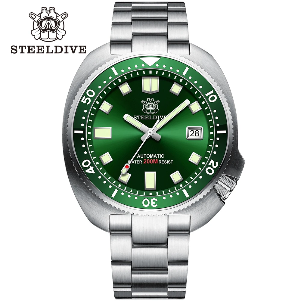 STEELDIVE SD1980 NH35 Movement Automatic Mechanical Watch Men Sapphire Glass Stainless Steel Waterproof Watch Dive Watch