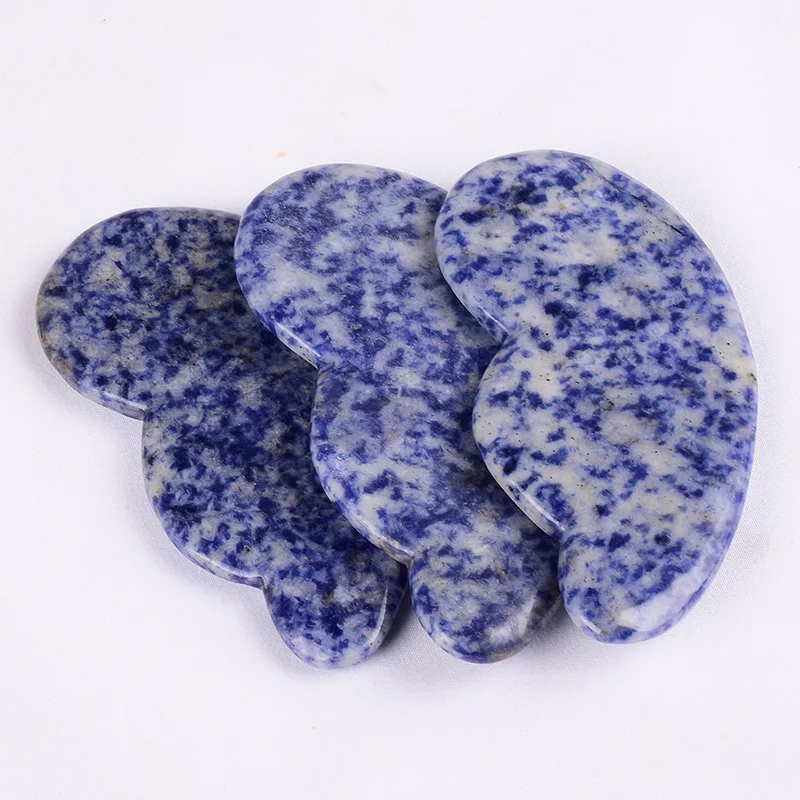 Prezzo diretto della fabbrica macchia blu jasper gua sha massaggiatore di giada naturale
