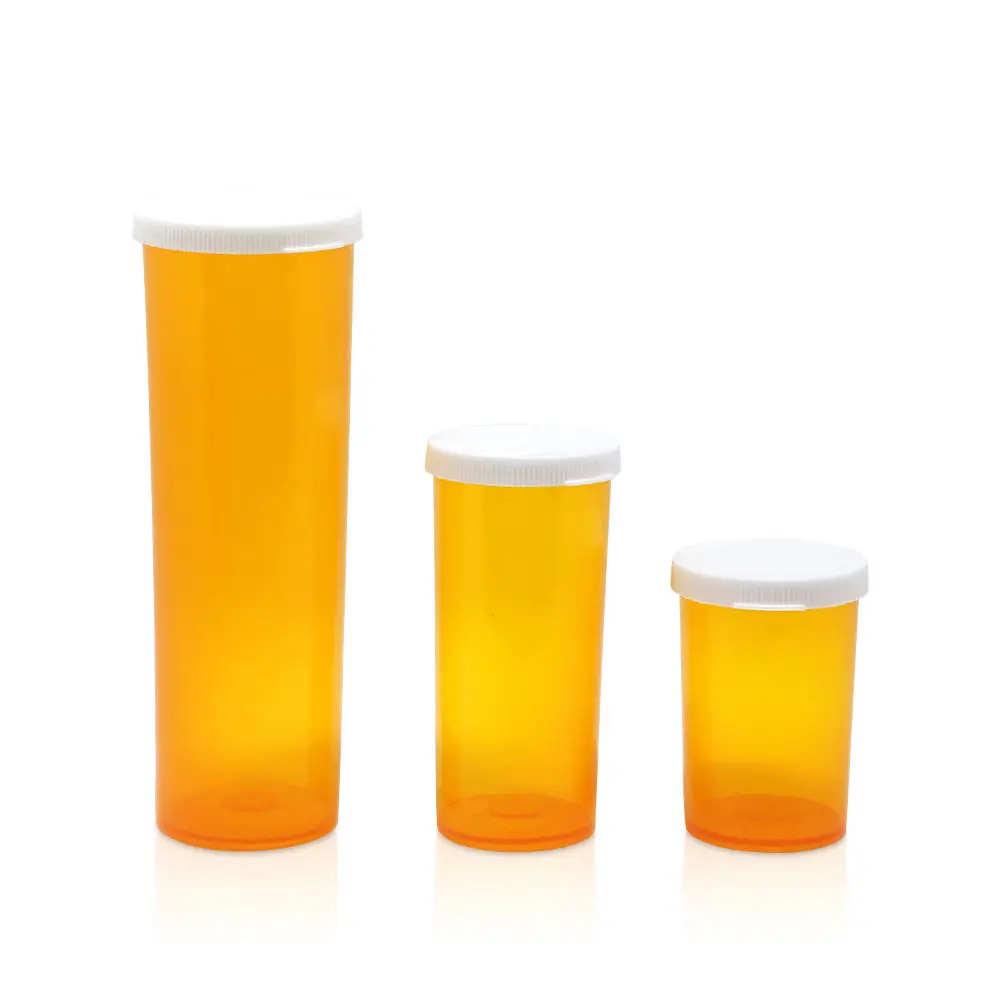 60 Dram Orange Plastic Pill Bottle Prescription Vials Container With Snap Caps Vials