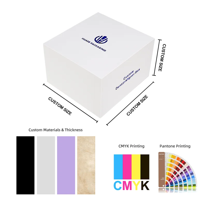 Dental Lab Aligner Boxes Clear Orthodontic Invisible Lid And Base Aligners Packaging Box With Cardboard Dividers