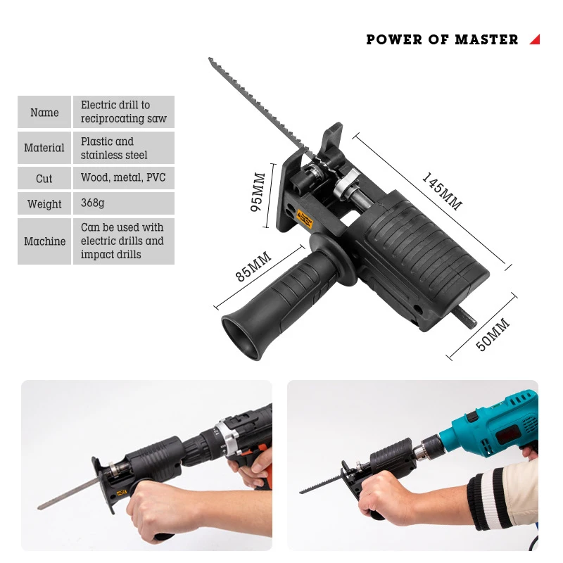 New Arrival Jig Saw Head Without Oil Pot Adapter Electric Drill Modified Reciprocating Saw for Woodworking Cutting