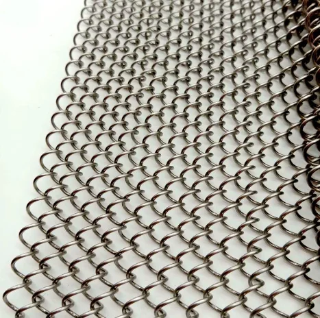 Coil Drapery Chainlink Metal Mesh Curtain Gold Color Screen Room Chain Link Architectural Mesh For Ceiling Fireplace Mesh