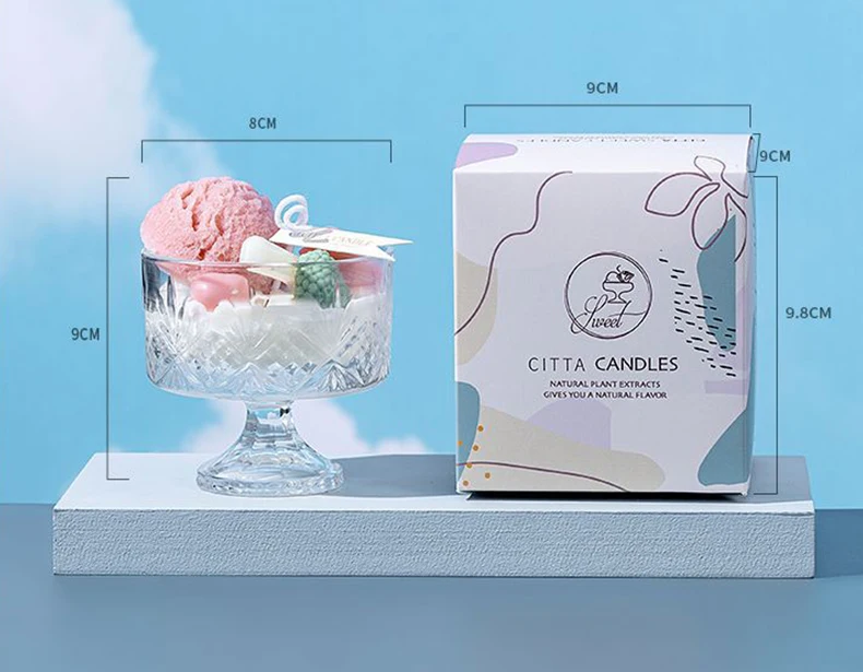 Популярные 8*8*9 см прозрачные стеклянные еды пчелиный воск апельсин фрукты персональная Подарочная коробка ароматические свечи оптом