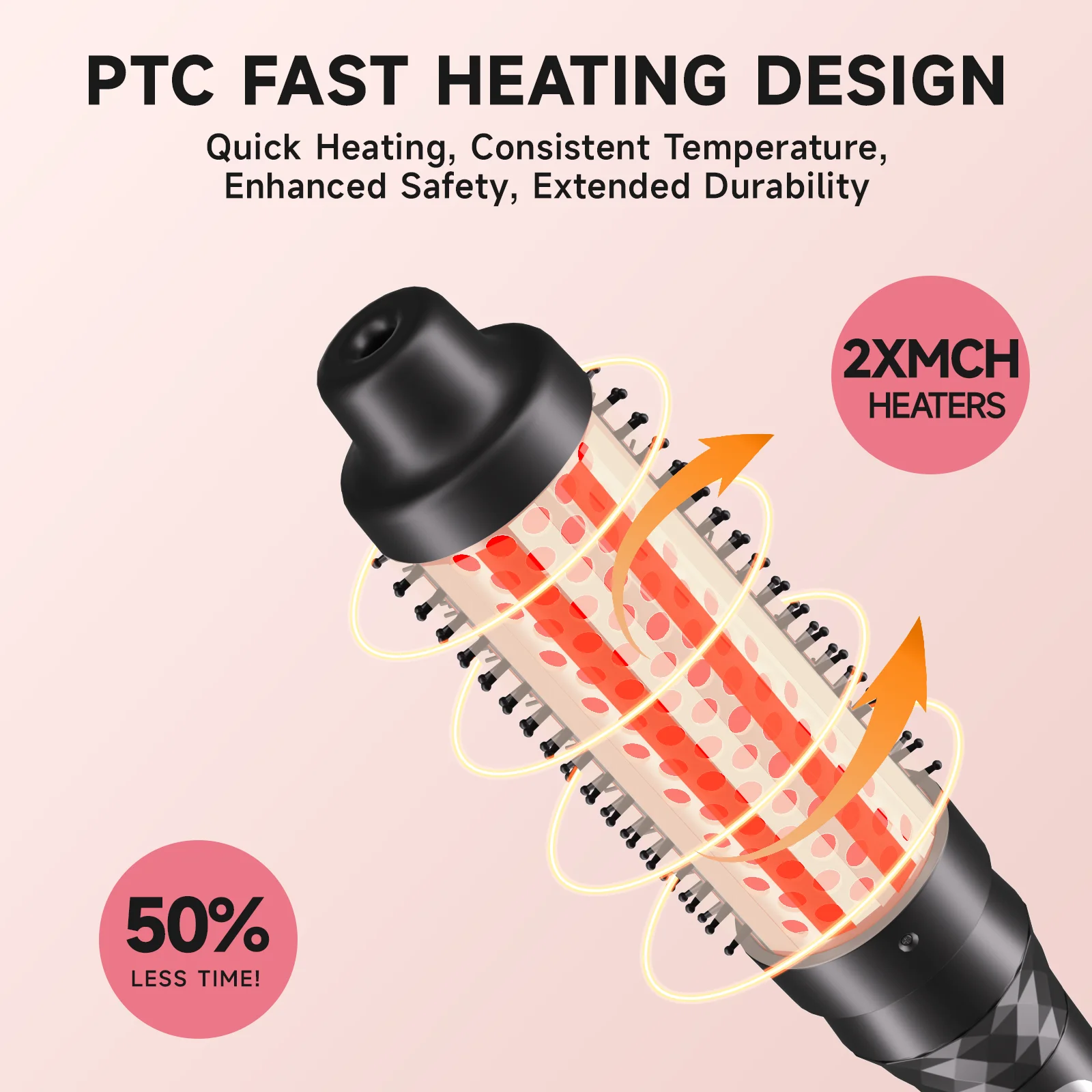 3 in 1 Hair Styler 450F Thermal Brush Hot Comb Heated Hair Brush Hair Curler and Straightening Brush with Negative Iron