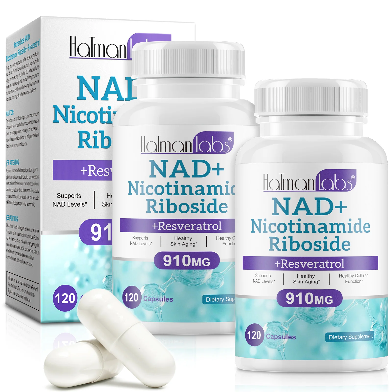 Hatmanlabs enhance metabolism boosts cellular energy anti aging nad 120 supplement nad nicotinamide riboside capsules