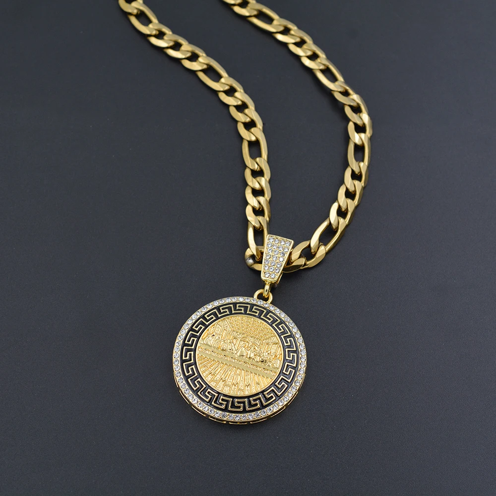Wholesale Custom Famous Painting Da Vinci Last Supper Gold Iced Hip Hop Pendant Jewelry