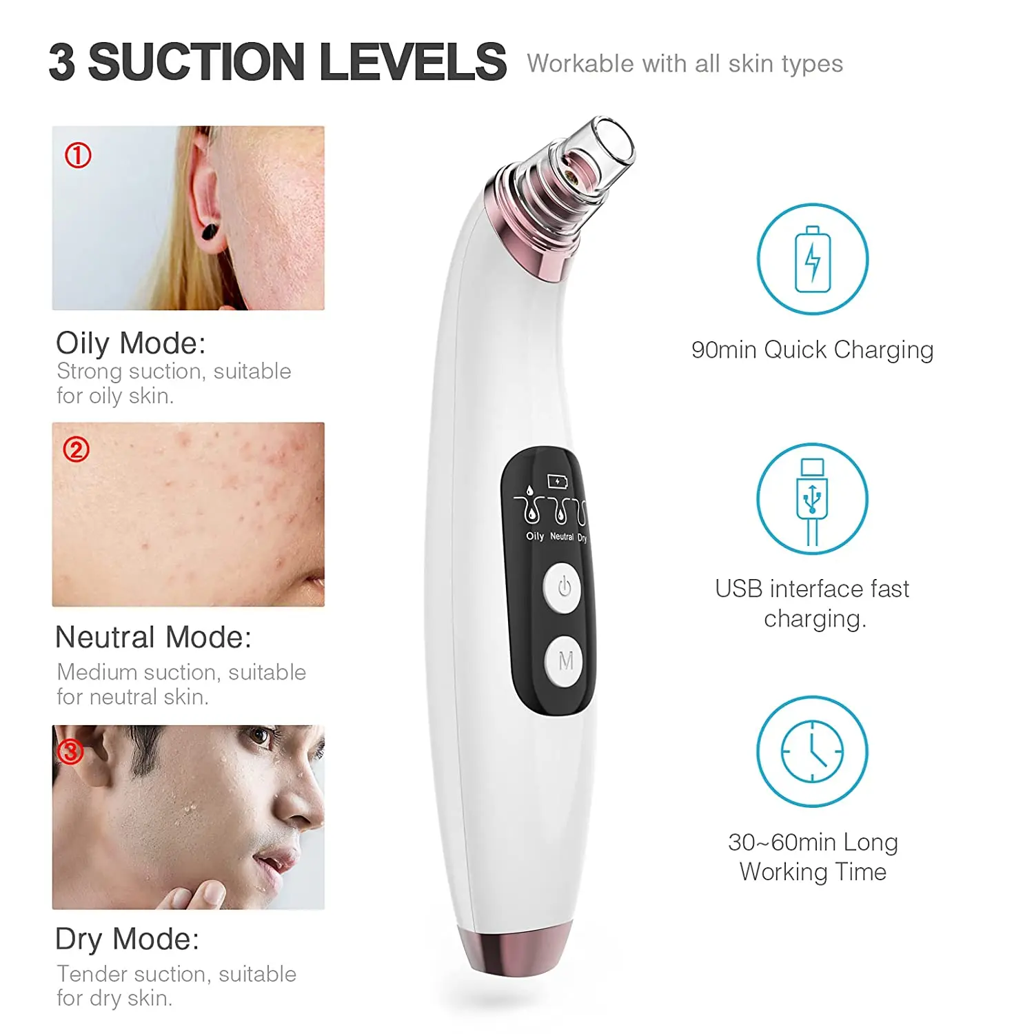 20X Microscope App Visual blackhead remover 2021 Replaceable blackhead remover vacuum with camera
