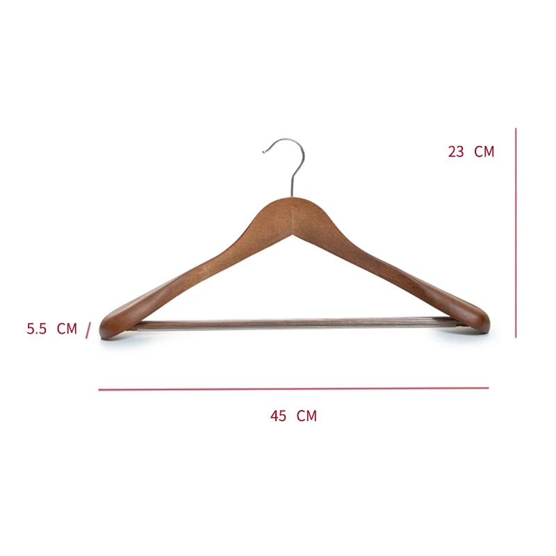 Custom logo luxury cloth solid wood hanger wooden wide shoulder hanger shirt suit coat wood clothes hangers for garment display