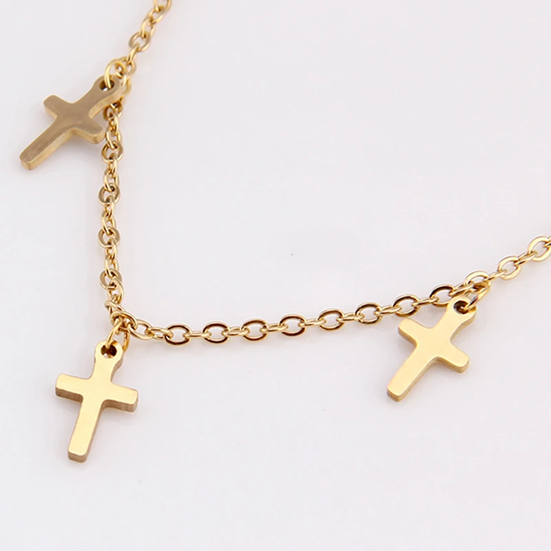 Hepound Not fading gold silver Cross Small pendant pendant necklace choker collarbone chain stainless steel necklace wholesale
