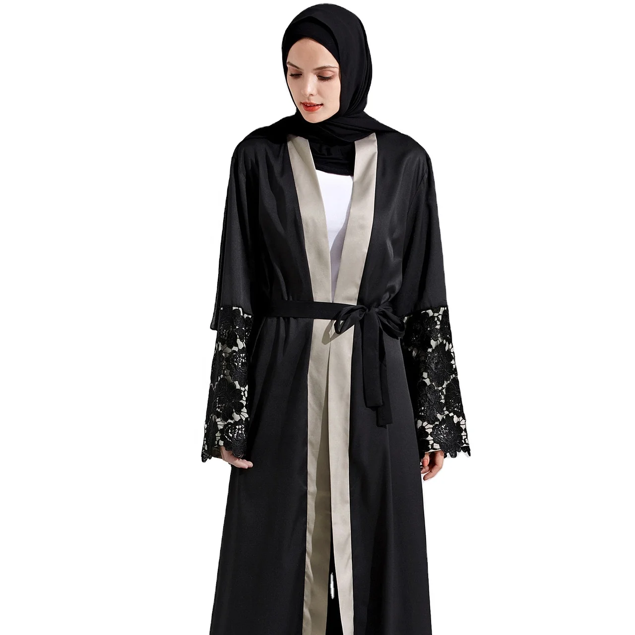 
2021 Latest New Designs Embroidery Cardigan Islamic Clothing Fashion Front Open Kimono Arabic Style Dubai Muslim Abaya98 