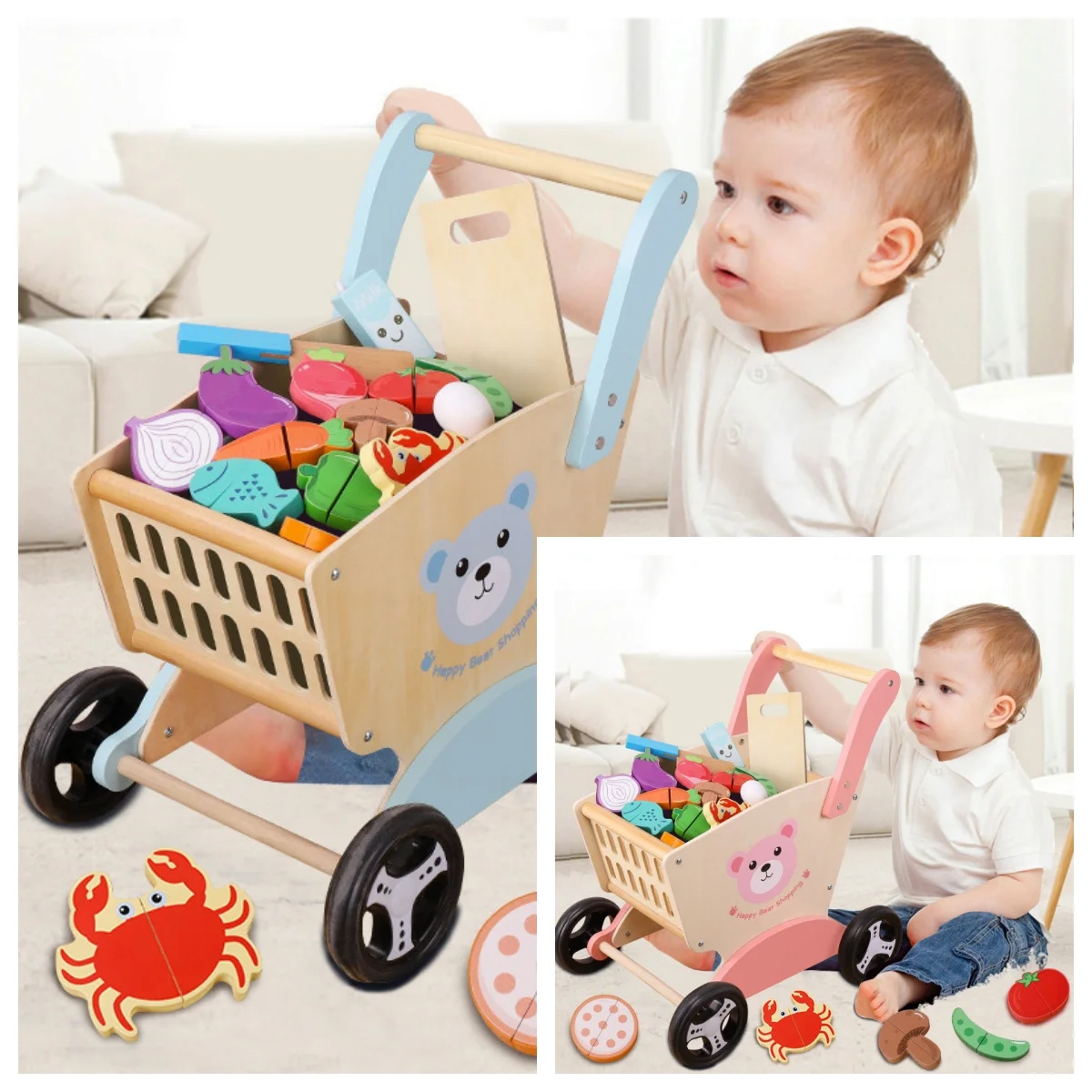 Unisex New Plastic Playhouse Toy for Kids Supermarket Shopping Cart Role-Playing Tool Pretend Play & Preschool