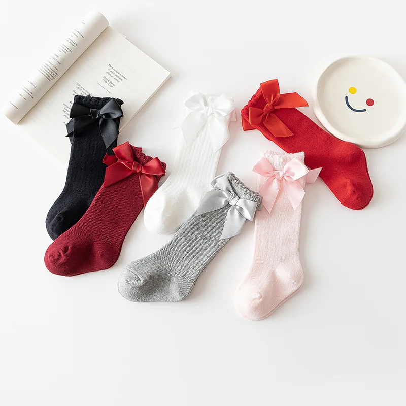 new lace bowknot Spring and summer Medium tube socks breathable comfortable Princess socks Hot Sale Custom Baby Child Socks
