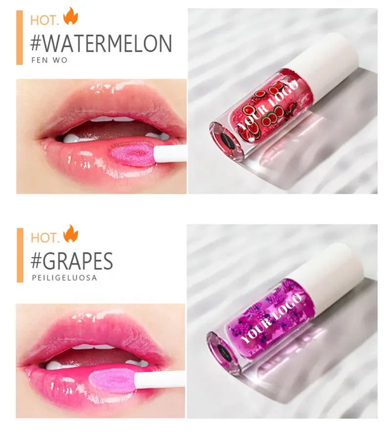 Custom Plumping Lip Gloss Oil Private Label PH Color Changing Lip Oil Vegan Deep Nourishing Non sticky Cup Fruit Flavor