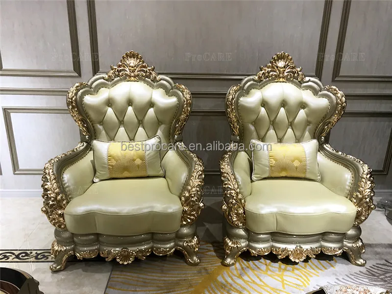ProCARE classic Luxury champagne golden modern antique European royal style living room sofa sets