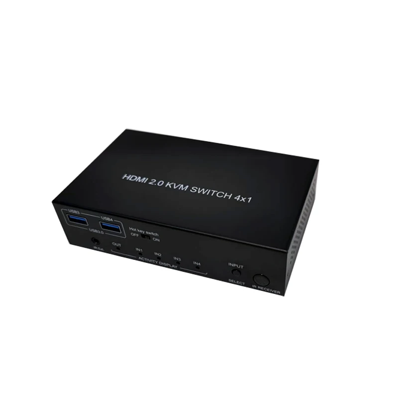 4K HD-MI2.0 KVM Switch 4 HD-MI ports to a single display terminal with a single USB keyboard console and three switching options